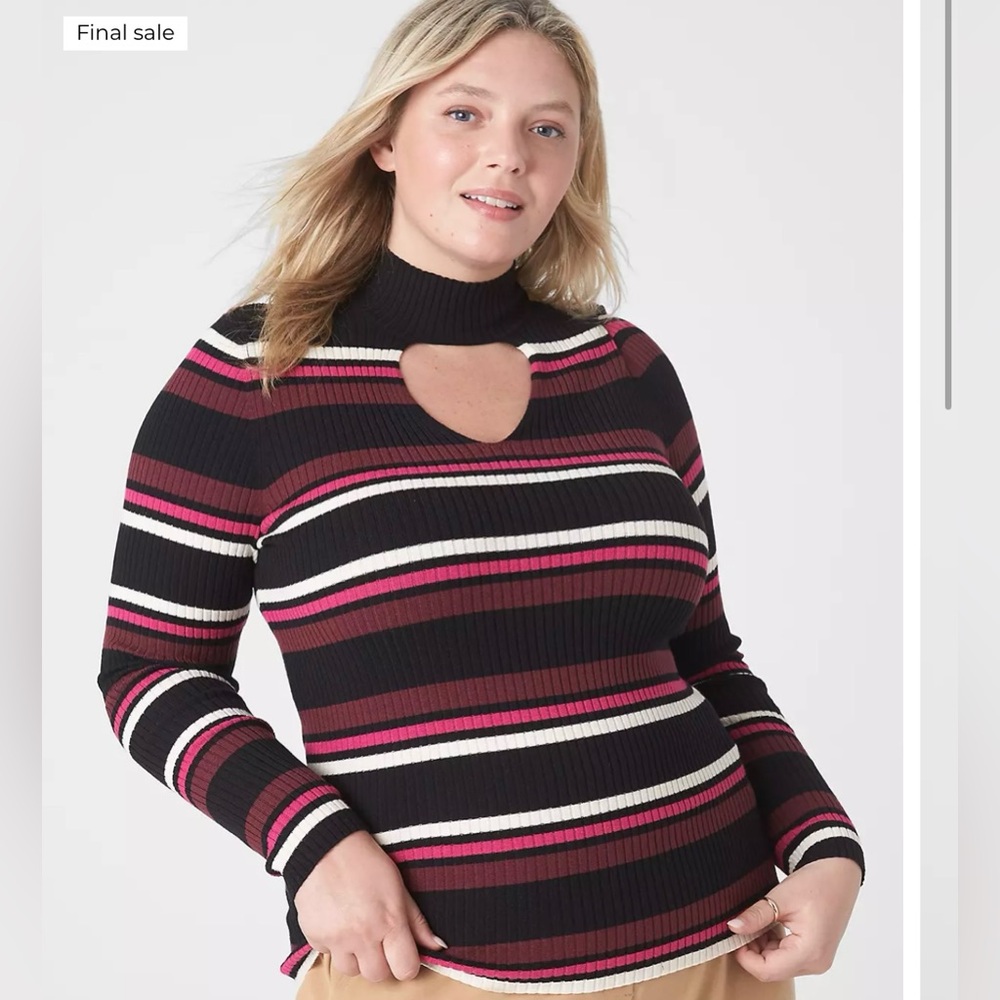 Keyhole Sweater with Pops of Pink